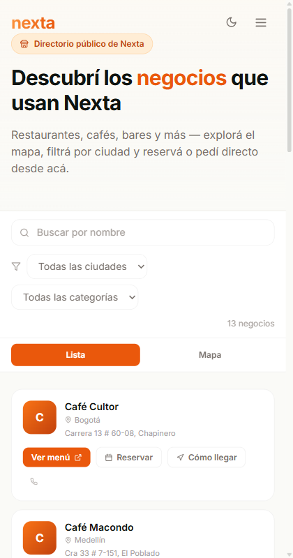 Mobile — modo Lista