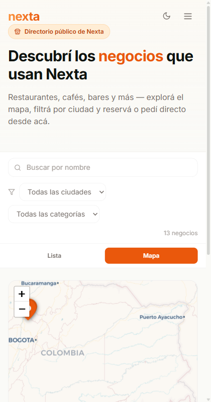 Mobile — modo Mapa
