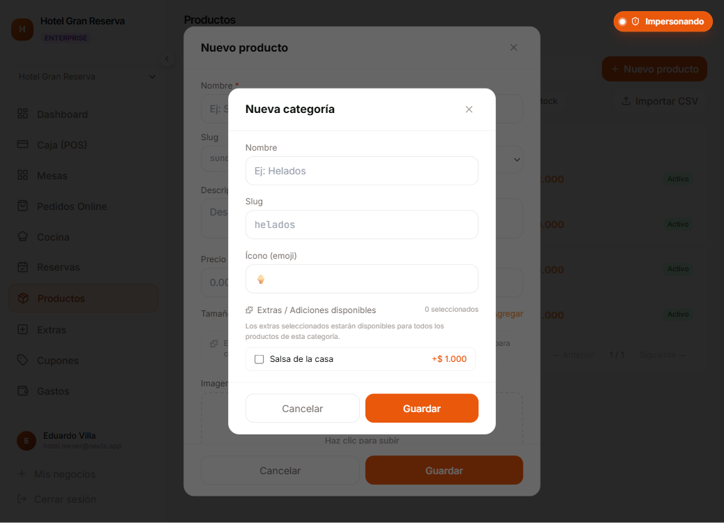Lista filtrada por la categoría Bebidas